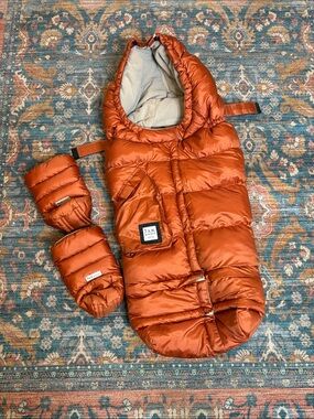 7am Enfant Blanket 212 Evolution Rust Orange Baby Bunting & Mitts for stroller